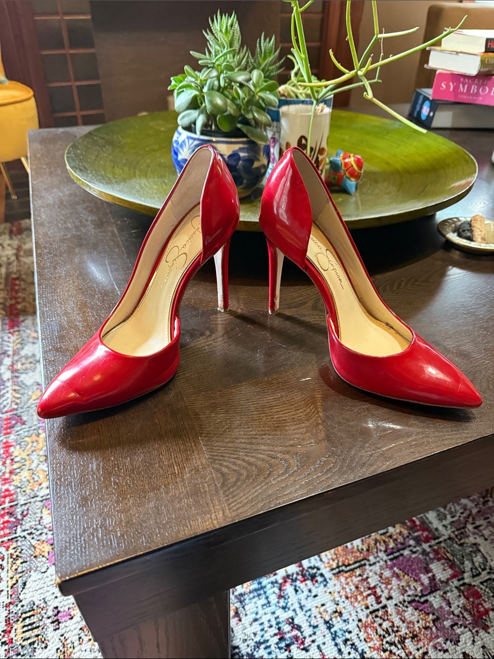 Jessica Simpson Red Patent Pointed-Toe Stiletto Pumps - Picture 2 of 12